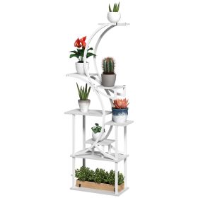 Plant Stand Indoor, 8 Tier 62" S-Shaped Plant Shelf, Corner Plant Rack for Multiple Plants, White