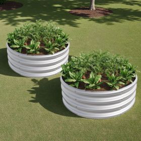 2PCS Round Raised Garedn Bed,11.4' Tall Metal Raised Beds,Outdoor Garden Raised Planter Box Vegetables and Flowers,Silver