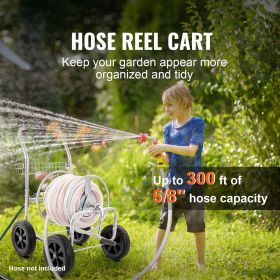 Hose Reel Cart, Hold Up to 300 ft of 5/8'' Hose, Garden Water Hose Carts Mobile Tools with 4 Wheels