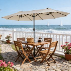 15ft Patio Umbrella Double-Sided Outdoor Market Extra Large Umbrella With Crank Handle For Deck, Lawn, Backyard And Pool, Cream White (Option: Cream White)
