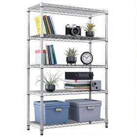 Steel Storage Shelving 5-Tier Utility Shelving Unit Steel Organizer Wire Rack for Home,Kitchen,Office,Garage (Color: Chrome)