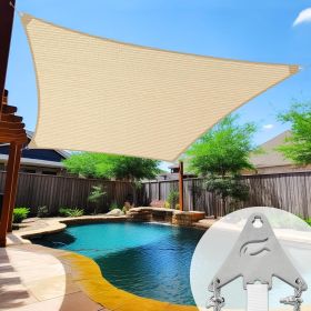 Super Ring 20'x20'x20' Beige Triangle Sun Shade Sail, Commercial Grade UPF50 Canopy, 280 GSM Heavy Duty Fabric, 98% UV Blockage (Color: Beige, size: 16X16)