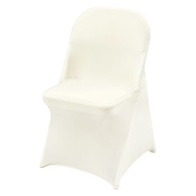 Stretch Spandex Folding Chair Covers, Universal Fitted Chair Cover, Removable Washable Protective Slipcovers, for Wedding, Holiday, Banquet, Part (Color: Ivory White, Quantity: 30 pcs)