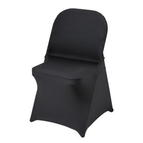 Stretch Spandex Folding Chair Covers, Universal Fitted Chair Cover, Removable Washable Protective Slipcovers, for Wedding, Holiday, Banquet, Part (Color: black, Quantity: 50 pcs)